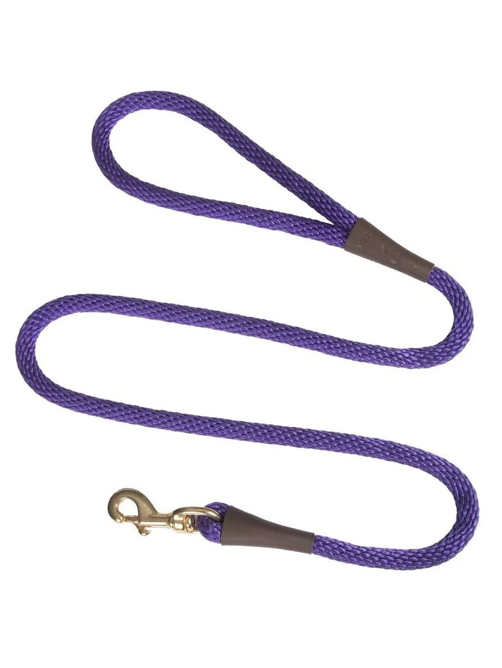 (RGB1) Mendota Pet Large Snap Leash 1/2inx6ft British Style Rope Leash Purple